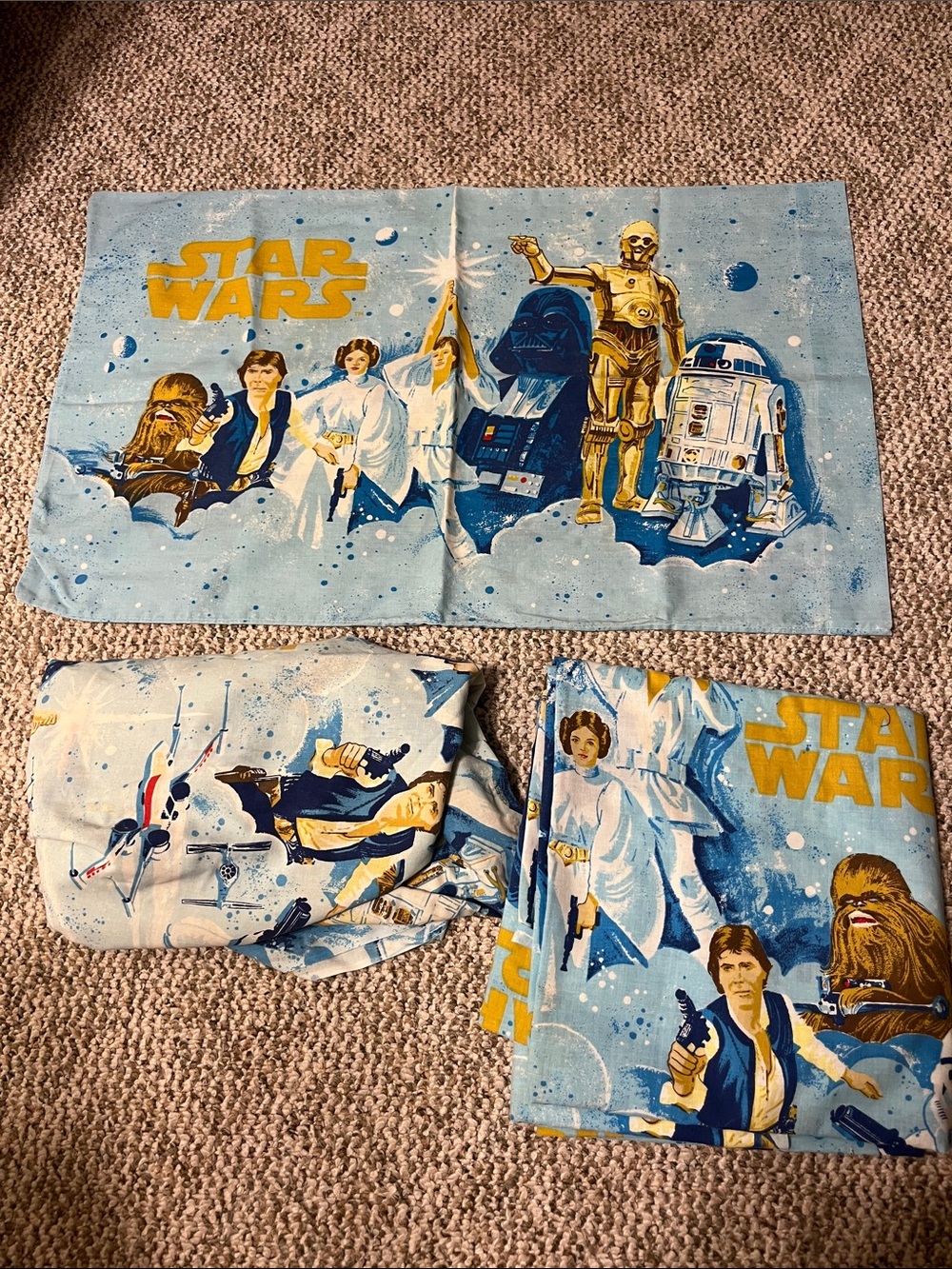 Vintage Star Wars Twin sheet 3 piece set: fitted, top sheet and pillow case